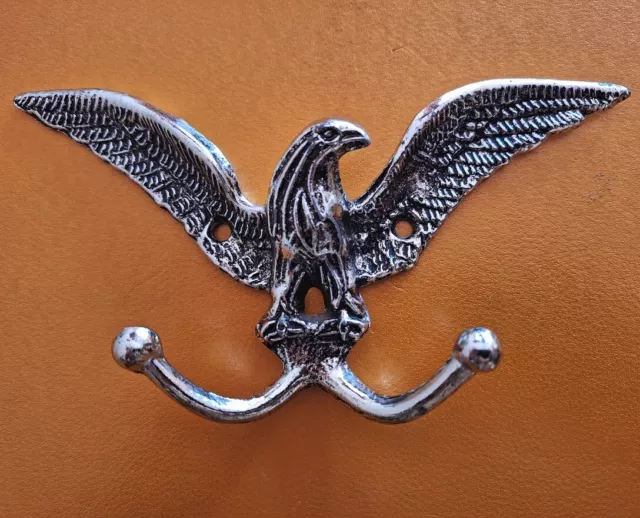 American Eagle Silver Metal Double Wall Hook 1967 American Tack and HDWE