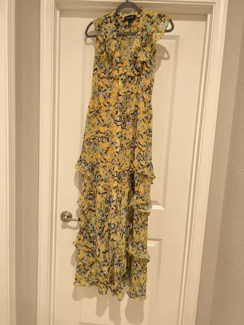 Saloni Lizzie Ruffled Floral Silk Maxi Dress 2