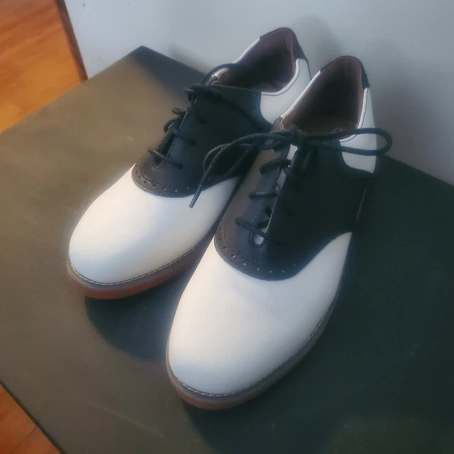School Issue Saddle Shoes Varsity Girls Youth 6.5 M Black White Leather 6300BKC