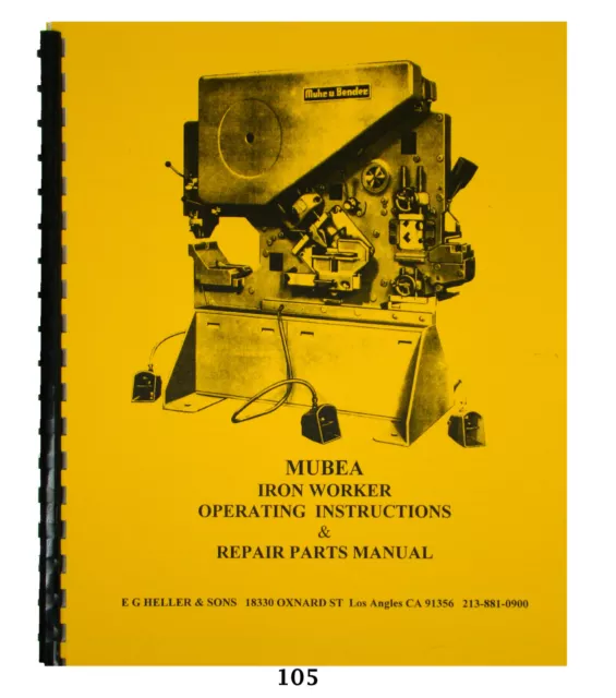 Mubea KBL Optima 71-5 Ironworker Operating & Repair Parts Manual *105