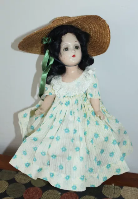 40's SCARLETT O'HARA Doll MADAME ALEXANDER Compo 11" FLORAL Dress LOT FE