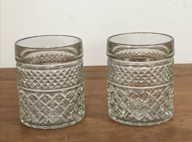 2 Vintage Anchor Hocking Wexford Pattern Glasses -  225ml