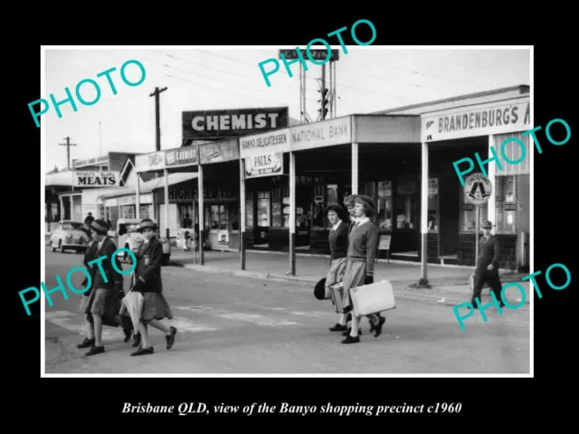 OLD 8x6 HISTORIC PHOTO OF BRISBANE QLD THE BANYO SHOPPING STRIP c1960