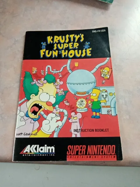 Snes Krusty's Super Fun House Manual Only