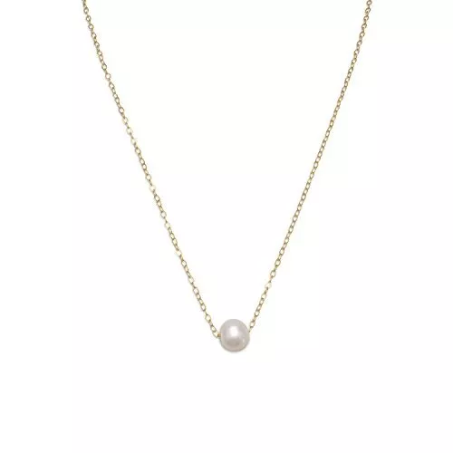 Single White Cultured Freshwater Pearl Necklace 14k Gold-filled