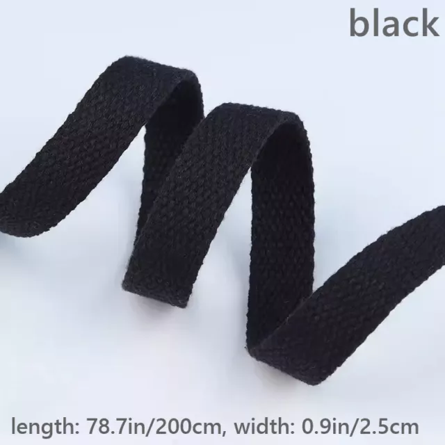 2Meter Solid Canvas Webbing Strap Tape Ribbon Trim Materials for Packing Sewing