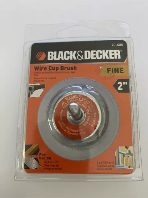 Cepillo de copa de alambre fino Black & Decker de 2"" con vástago de 1/4"" 70-608 para metal de madera