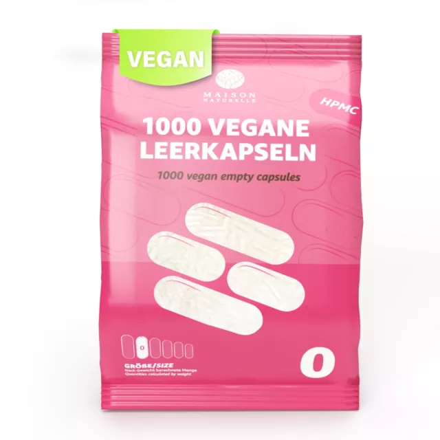 MAISON NATURELLE ® Leerkapseln VEGAN 1000 Stk. | Gr. 0 | vegan HPMC