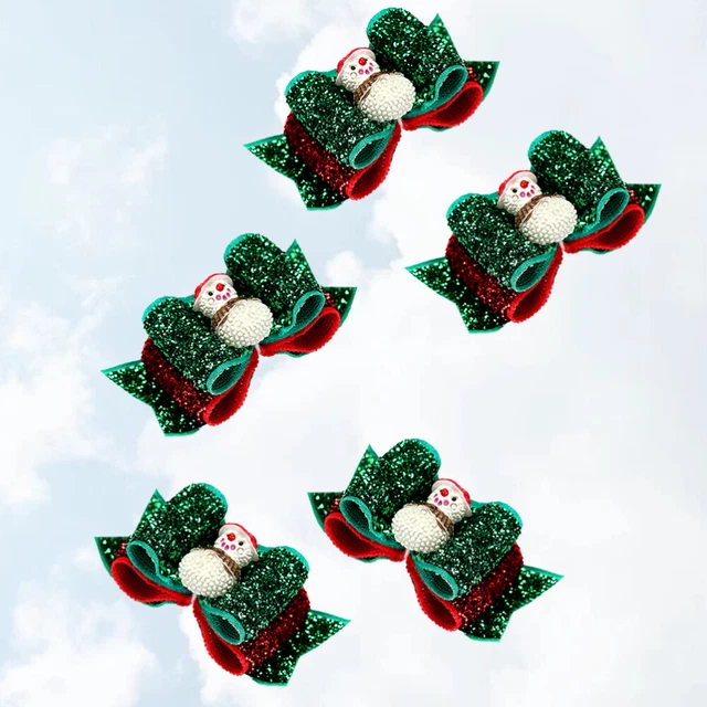 5 piezas Mascota Hombre de Nieve Diseño Gomas para el Cabello Forma de Moño Anillo para el Cabello Colorido