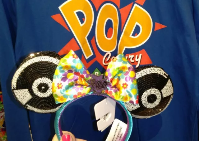 Walt Disney World Resort Pop Century Minnie Mouse Sequin Record Ears Headband