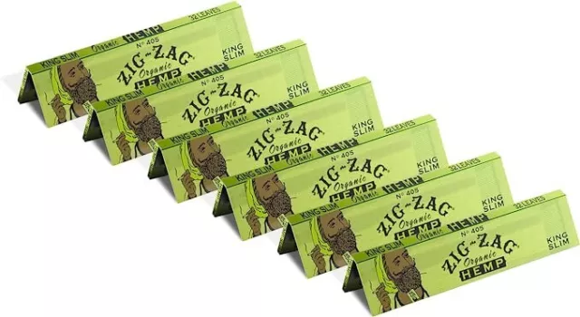 😎X6 Zig-Zag King Slim Organic Hemp Papers👀✨ 6 Booklets