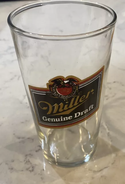 Vintage Miller Genuine Draft Beer Glass 12 oz