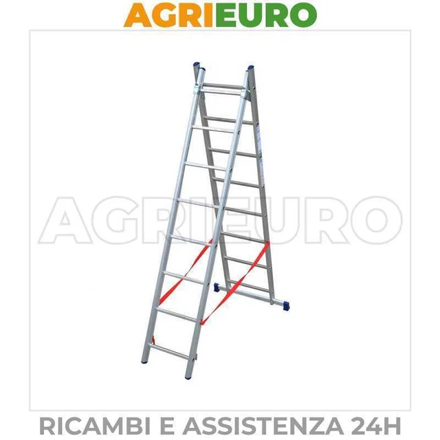 Scala in alluminio telescopica 370cm Facal Stilo 2 rampe a 8 gradini allungabile