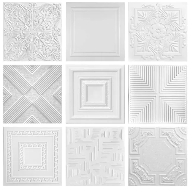 Polystyrene Ceiling Tile 3D Wall Panel Decorative Cladding (8 Tiles - 2m2)