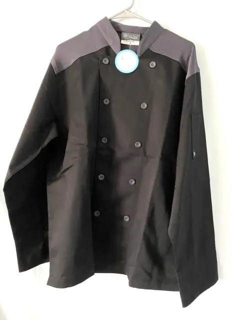 Happy Chef Cook Cool NWT Medium Chef Long Sleeve Black Jacket Shirt MED