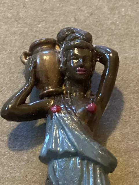 Vintage Miniature Half Nude Woman Metal Tiny Miniatures Woman Water Jug Dark