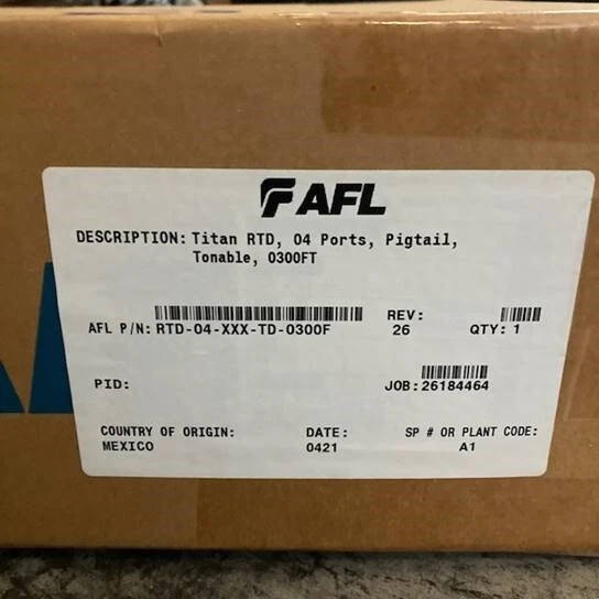 AFL Titan RTD-04-XXX-TD-0300F FTTx System (NIB) 4 port, Pigtail. Tonable