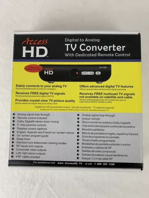 Access HD DTA1080D Digital To Analog TV Converter Box Remote Control Brand New