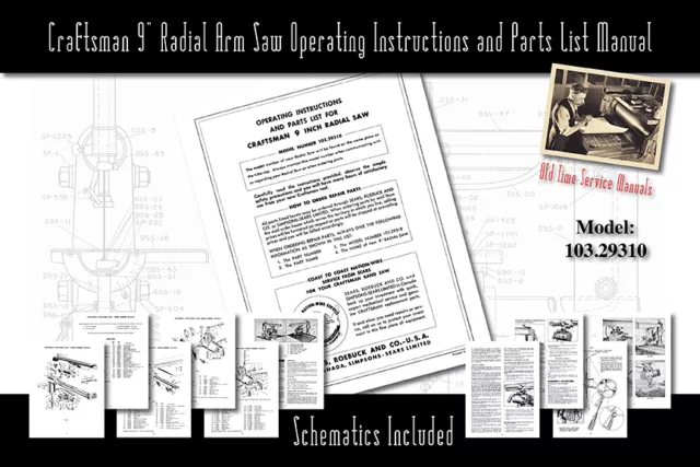 Craftsman 9" Radial Arm Saw 103.29310 Operating Instructions & Parts List Manual