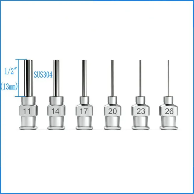 12PCS 0.25",1",1.5",2" Luer Lock Dispensing Needle Blunt Tip,Stainless Steel