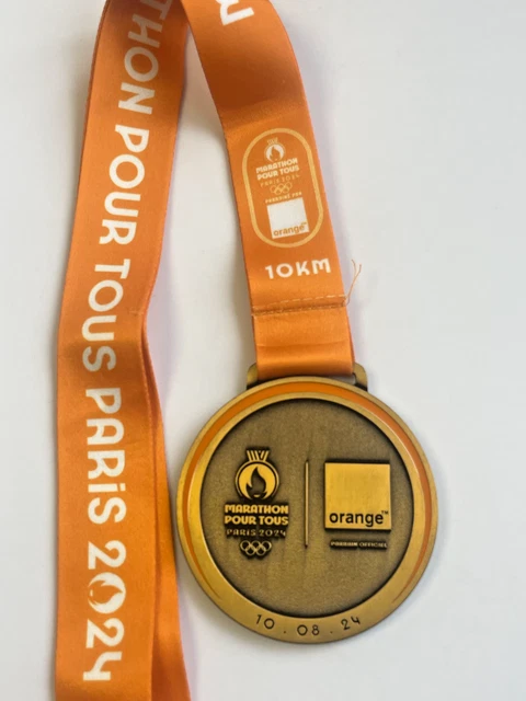 Médaille Marathon Pour Tous Paris 2024 - Jeux Olympiques - 10km - Orange - France