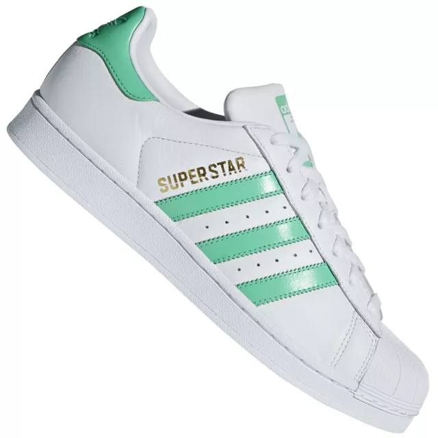 Adidas Originals Superstar Uomo Scarpe da Ginnastica Scarpe Bianco/Hi-Res Verde