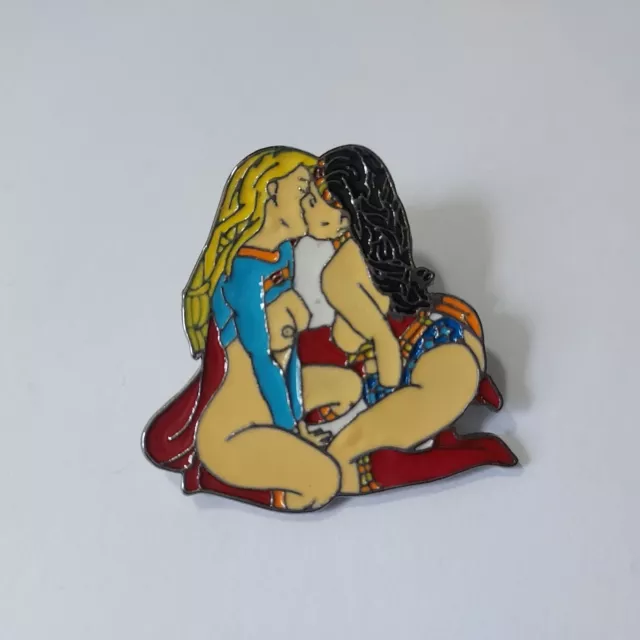 LEWD NSFW Marvel enamel pin 18+ WonderWoman+Supergirl sexy pinup collectible