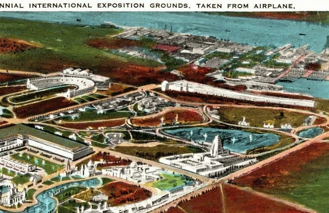 Sesqui Centennial Postcard 1926 Exposition Panoramic View taken from Airplane