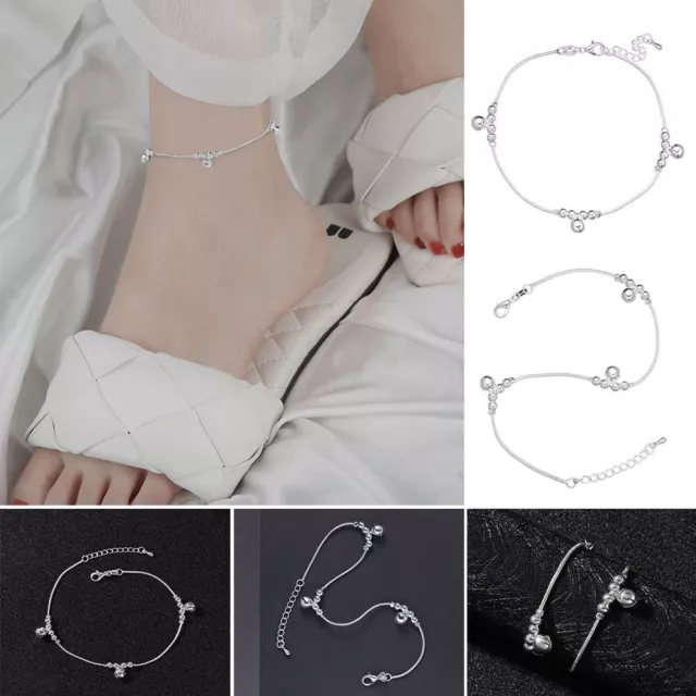 Simple Women Fashion Silver Plated Chain Foot Anklet Ankle Bracelet Bells Bead