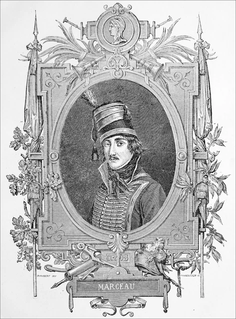 RÉVOLUTION FRANÇAISE - BUSTE du GÉNÉRAL MARCEAU - Gravure du 19e siècle