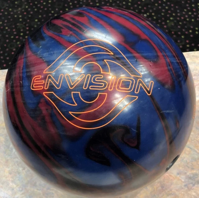 USED EBONITE ENVISION Solid Reactive Bowling Ball, Navy/ed/Black, 15 LB