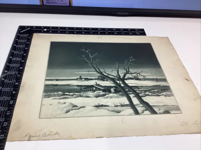 ART PAPER ETCHING PLATE Original JOSEPH MARGULIES EQUINE ARCADIA TRESS SNOW OLD