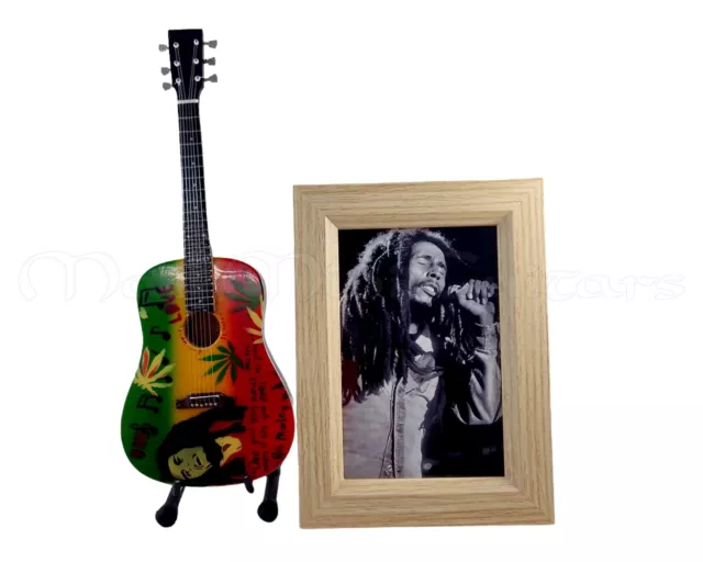 Miniature Guitar BOB MARLEY + 6X4 Framed Photo