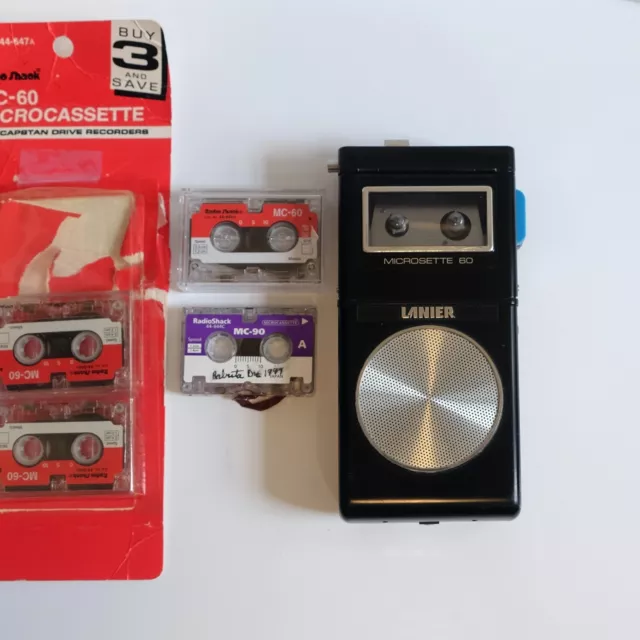 Vintage Lanier MS-60 Microsette 60 Recorder Player Radioshack Microcasettes