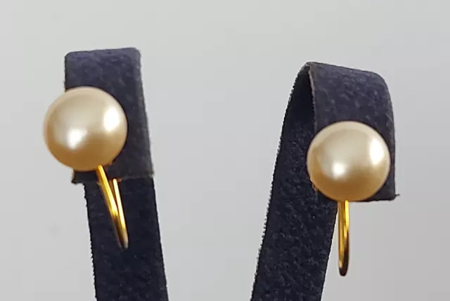 VINTAGE LOTUS CULTURED Pearl 9ct Gold Screw back Earrings in original ...
