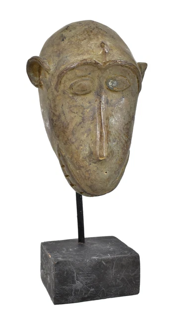 Baule Mask Brass Monkey Ivory Coast Custom Stand African Art
