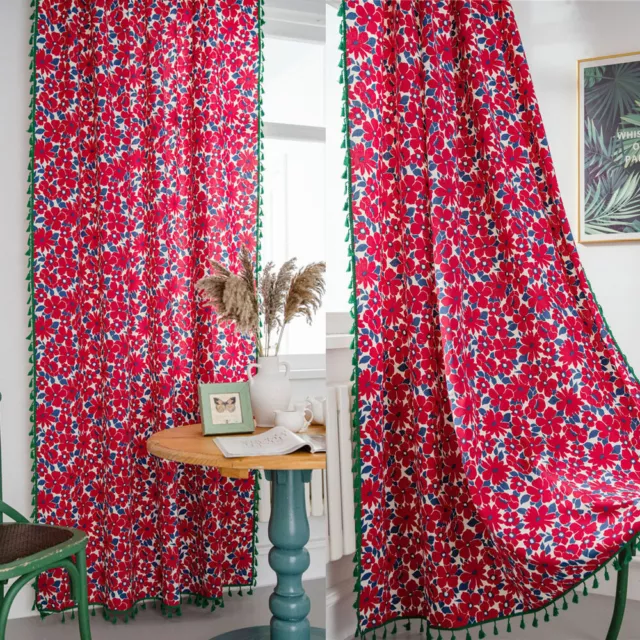 Christmas Tassel Treatment Curtain Living Room Boho Window Curtain Drape