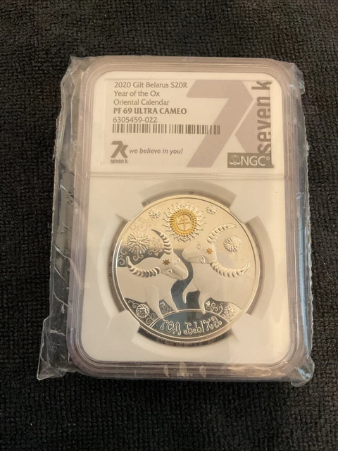 2020 Gilt Belarus 20 Rubles Silver Coin NGC PF69 Ultra Cameo YEAR OF THE OX