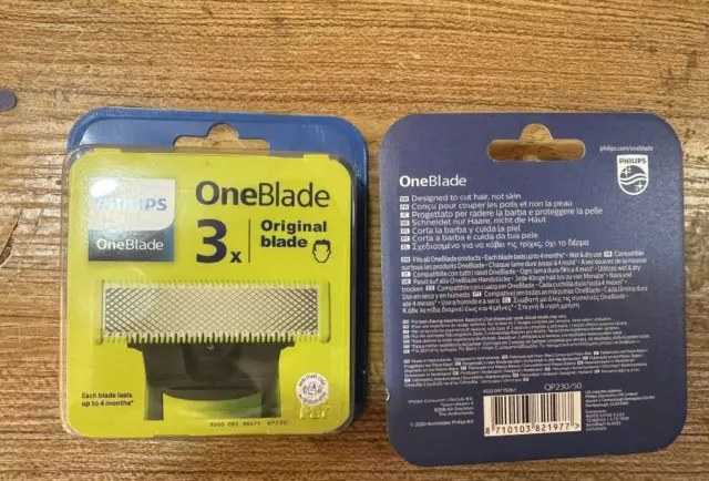 3-teilig Ersatzklingen Philips OneBlade QP230/50 Rasierklingen 100% OVP Neu
