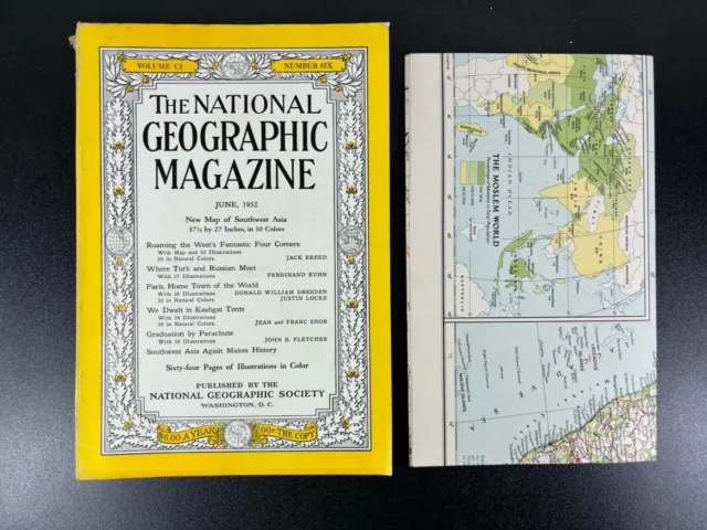 National Geographic Magazine June 1952 with Map