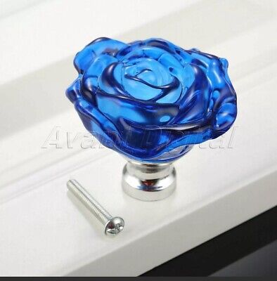 10 Rose Crystal Drawer Cabinet Wardrobe Closet Door Pull Handle Knobs