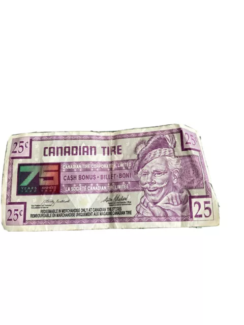 Canadian Tire Money Special Edition 75Th Anniversary 25 Cent Bill 1996