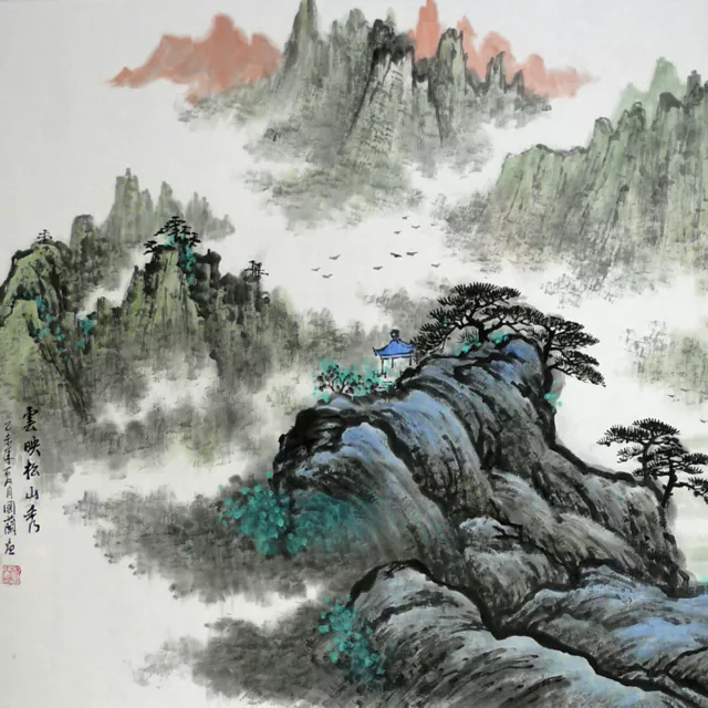 Chinesische Malerei Landschaft, asiatisches Bild Unikat Tuschemalerei Großformat