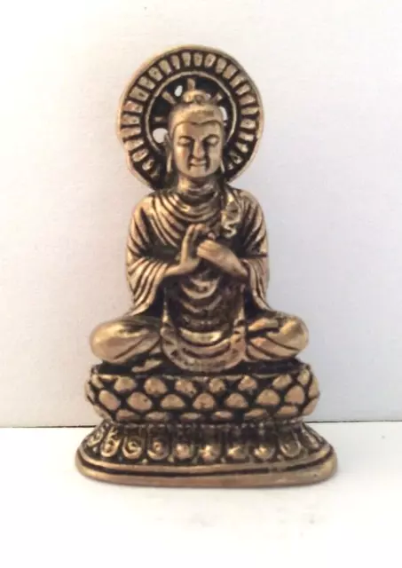 Thai Buddha Dharmachakra Teaching Amulet Talisman Brass Thailand b521