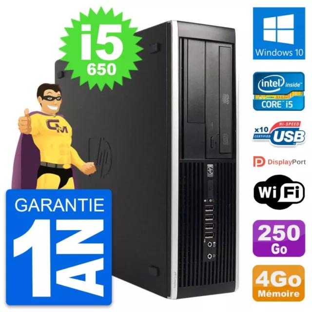 PC HP 8100 Elite SFF Intel Core i5-650 RAM 4Go Disque Dur 250Go Windows 10 Wifi