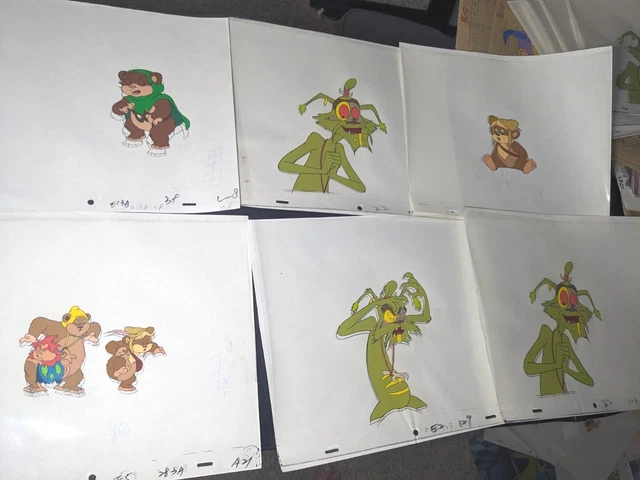 EWOKS animation cels BACKGROUND production art  Vtg Star Wars Toys Figures I8