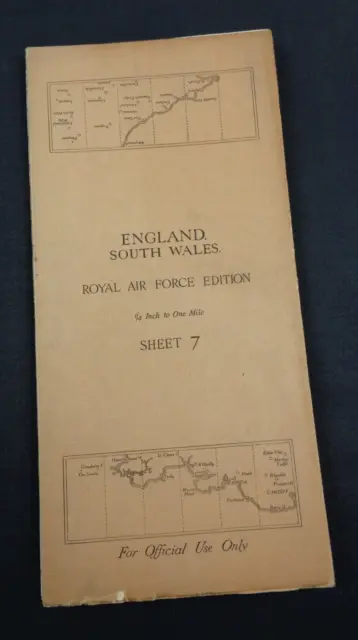 Original WW2 era RAF PILOT / NAVIGATOR'S map entitled "SOUTH WALES"