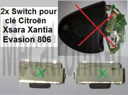 2 Switch bouton pour clé pliante Citroen Xsara Xantia Xm Evasion telecommande RF