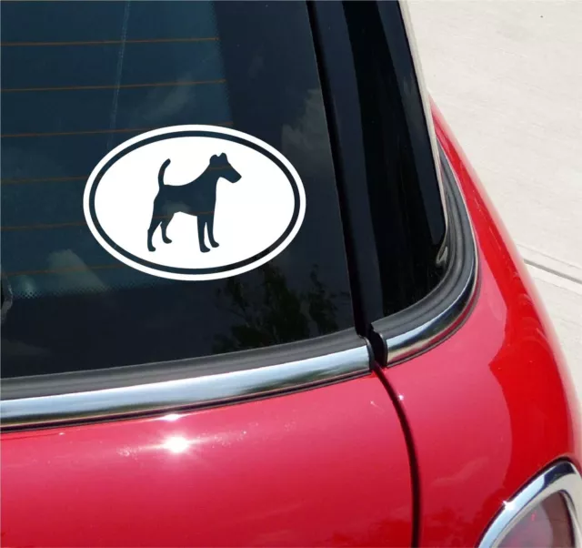Euro Smooth Fox Terrier Dog Graphic Decal Sticker Car Wall Oval NOT Two Colors
