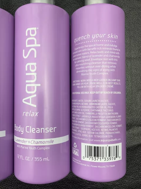 3 Aqua Spa Energize Body Cleanser Lavender Chamomile Relax Pump Lotion 12 Fl Oz 3